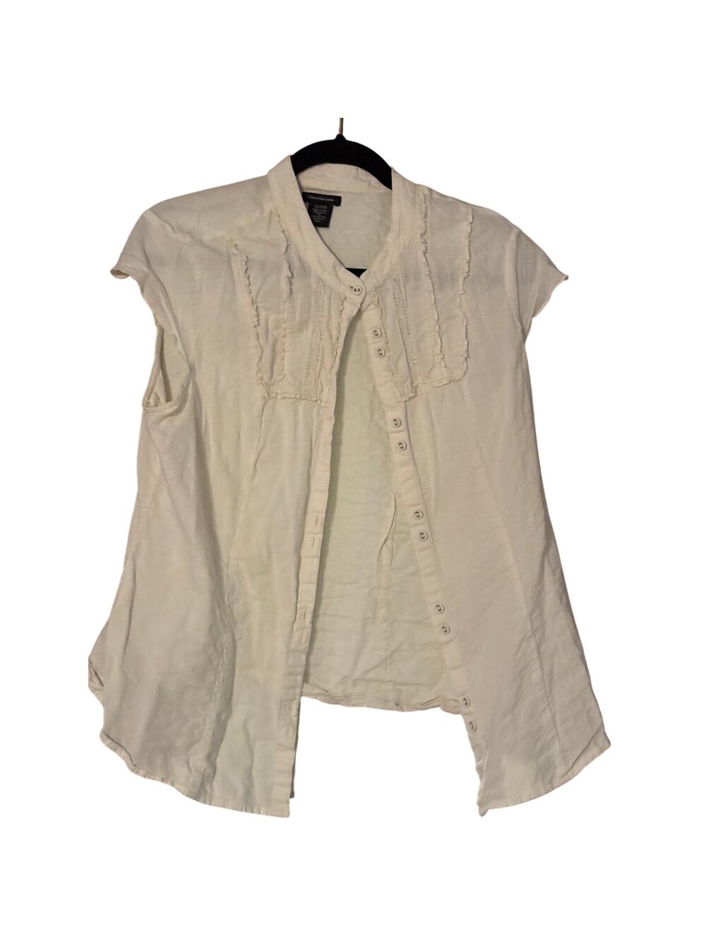Calvin Klein Jeans White Ruffle Front Button Shirt Tunic Top XL